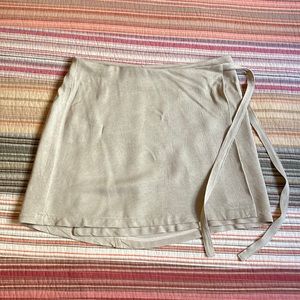 Whimsy + Row Beige Wrap-around Mini Skirt - XS
